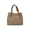 SAC A MAIN RAPHIA GARNI CUIR