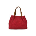 SAC A MAIN RAPHIA GARNI CUIR