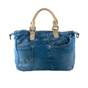SAC A MAIN JEAN VINTAGE GARNI CUIR