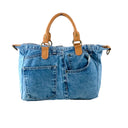 SAC A MAIN JEAN VINTAGE GARNI CUIR
