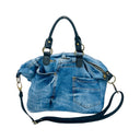 SAC A MAIN JEAN VINTAGE GARNI CUIR