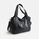 Slouchy Faux Leather Shoulder Bag – Black Everyday Casual Hobo Bag