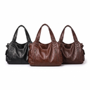 Slouchy Faux Leather Shoulder Bag – Black Everyday Casual Hobo Bag
